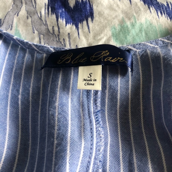 Blue Striped Tie Front Tank - Picture 4 of 4